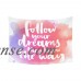 GCKG Follow Your Dreams Inspirational Quotes Tapestry Wall Hanging Pink Watercolor Wall Decor Art for Living Room Bedroom Dorm Cotton Linen Decoration 90 x 60 Inches   